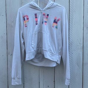 VICTORIA SECRET PINK OVERSIZED WHITE ZIP UP JACKET